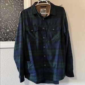 Zero Foxtrot Zero Flannel Shirt Mens Large Flap Pockets Green Outdoor Work USA
